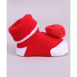 Cute Walk by Babyhug Fabric Socks With Tomato Applique - Red