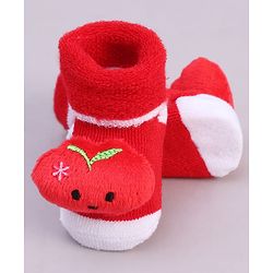 Cute Walk by Babyhug Fabric Socks With Tomato Applique - Red