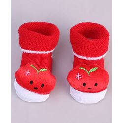 Cute Walk by Babyhug Fabric Socks With Tomato Applique - Red
