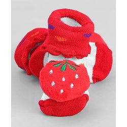 Cute Walk by Babyhug Socks With Tomato Applique & Polka Dot Design - Red