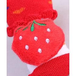 Cute Walk by Babyhug Socks With Tomato Applique & Polka Dot Design - Red