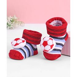 Cute Walk by Babyhug Designed Socks With Football Applique - Red