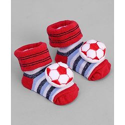 Cute Walk by Babyhug Designed Socks With Football Applique - Red