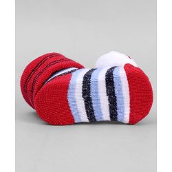 Cute Walk by Babyhug Designed Socks With Football Applique - Red