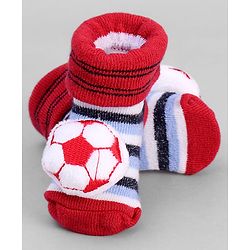 Cute Walk by Babyhug Designed Socks With Football Applique - Red