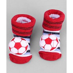 Cute Walk by Babyhug Designed Socks With Football Applique - Red