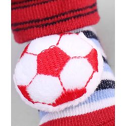 Cute Walk by Babyhug Designed Socks With Football Applique - Red