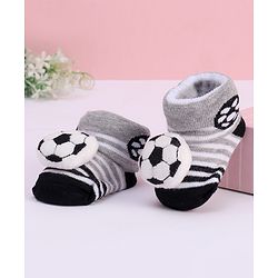 Cute Walk by Babyhug Designed Socks With Football Applique - Black