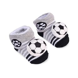 Cute Walk by Babyhug Designed Socks With Football Applique - Black