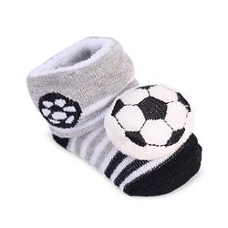 Cute Walk by Babyhug Designed Socks With Football Applique - Black