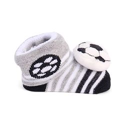 Cute Walk by Babyhug Designed Socks With Football Applique - Black
