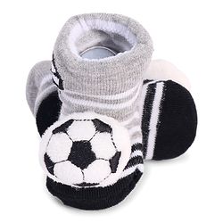 Cute Walk by Babyhug Designed Socks With Football Applique - Black
