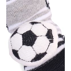 Cute Walk by Babyhug Designed Socks With Football Applique - Black