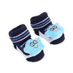 Cute Walk by Babyhug Striped Fabric Socks With Star Applique - Black