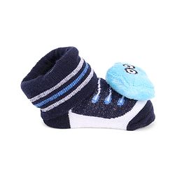 Cute Walk by Babyhug Striped Fabric Socks With Star Applique - Black