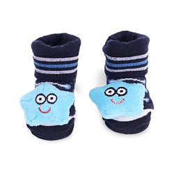Cute Walk by Babyhug Striped Fabric Socks With Star Applique - Black
