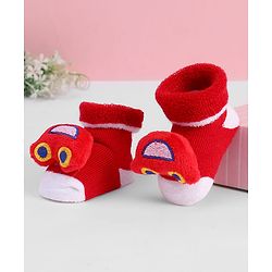 Cute Walk by Babyhug Socks With Vehicle Applique - Red