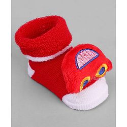 Cute Walk by Babyhug Socks With Vehicle Applique - Red