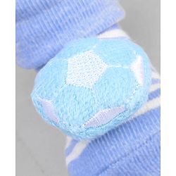 Cute Walk by Babyhug Ankle Length Socks with Stripes & Ball Applique - Light Blue