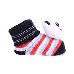 Cute Walk by Babyhug Striped Fabric Socks With Panda Applique - Multicolor