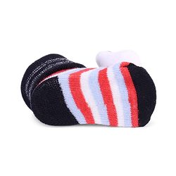 Cute Walk by Babyhug Striped Fabric Socks With Panda Applique - Multicolor