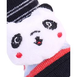 Cute Walk by Babyhug Striped Fabric Socks With Panda Applique - Multicolor