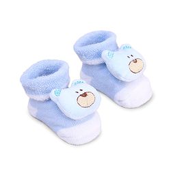 Cute Walk by Babyhug Fabric Socks With Bear Applique - Light Blue