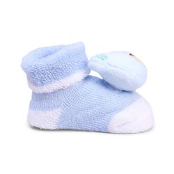 Cute Walk by Babyhug Fabric Socks With Bear Applique - Light Blue