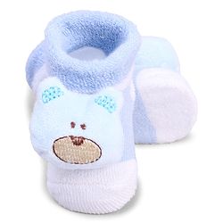 Cute Walk by Babyhug Fabric Socks With Bear Applique - Light Blue