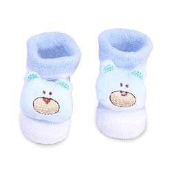 Cute Walk by Babyhug Fabric Socks With Bear Applique - Light Blue