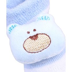 Cute Walk by Babyhug Fabric Socks With Bear Applique - Light Blue