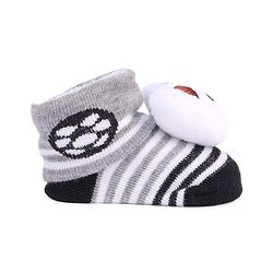 Cute Walk by Babyhug Striped Fabric Socks With Animal Applique - Grey
