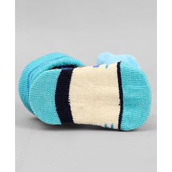 Cute Walk by Babyhug Ankle Length Sock Shoes with ABC Design & Bear Applique - Turquoise