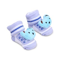 Cute Walk by Babyhug Striped Fabric Socks With Animal Applique - Multicolor