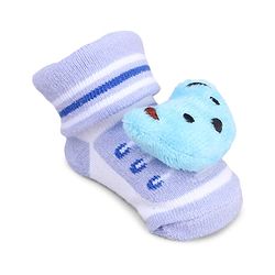 Cute Walk by Babyhug Striped Fabric Socks With Animal Applique - Multicolor