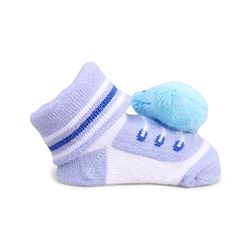 Cute Walk by Babyhug Striped Fabric Socks With Animal Applique - Multicolor