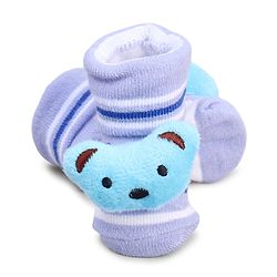 Cute Walk by Babyhug Striped Fabric Socks With Animal Applique - Multicolor