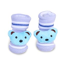 Cute Walk by Babyhug Striped Fabric Socks With Animal Applique - Multicolor