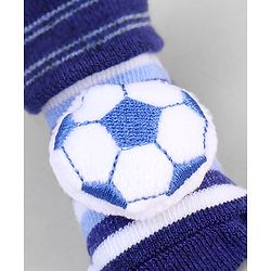Cute Walk by Babyhug Ankle Length Sock Shoes with Stripes & Ball Applique - Navy Blue