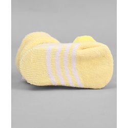 Cute Walk by Babyhug Ankle Length Sock Shoes with Stripes & Smiley Applique - Yellow