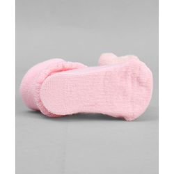 Cute Walk by Babyhug Ankle Length Sock Shoes with Bear Applique - Pink