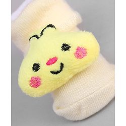 Cute Walk by Babyhug Ankle Length Sock Shoes with Bunny Applique - Cream