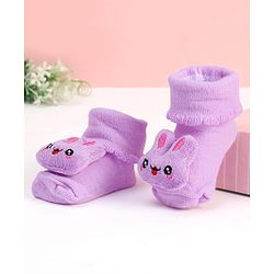 Cute Walk by Babyhug Socks With Bear Applique - Purple