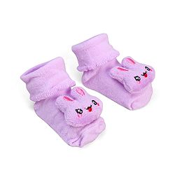 Cute Walk by Babyhug Socks With Bear Applique - Purple
