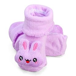 Cute Walk by Babyhug Socks With Bear Applique - Purple
