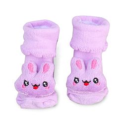 Cute Walk by Babyhug Socks With Bear Applique - Purple