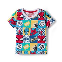 Babyhug Marvel Single Jersey Knit Half Sleeves T-Shirt with Spider Man Graphics - White