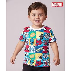 Babyhug Marvel Single Jersey Knit Half Sleeves T-Shirt with Spider Man Graphics - White