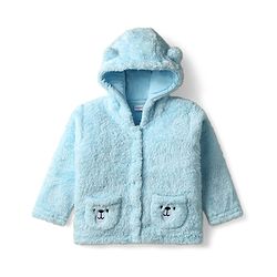 Babyhug Sherpa Fur Knit Full Sleeves Hooded Winter Fur Jacket With Ear Applique - Yellow