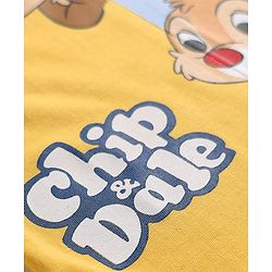 Babyhug Disney Single Jersey Knit Half Sleeves Cut & Sew T-Shirt with Chip N Dale Graphics - Yellow & Light Blue